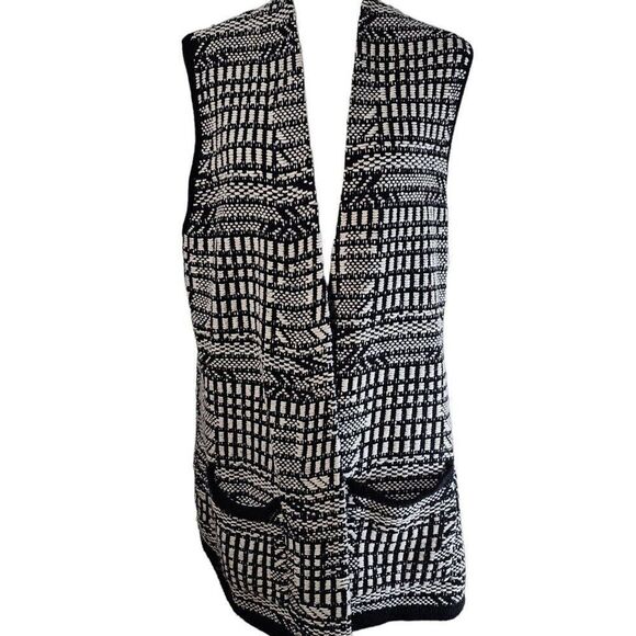Anthropologie Angel Of The North Cardigan Sweater Vest Womens Size L Black Long - Picture 1 of 9